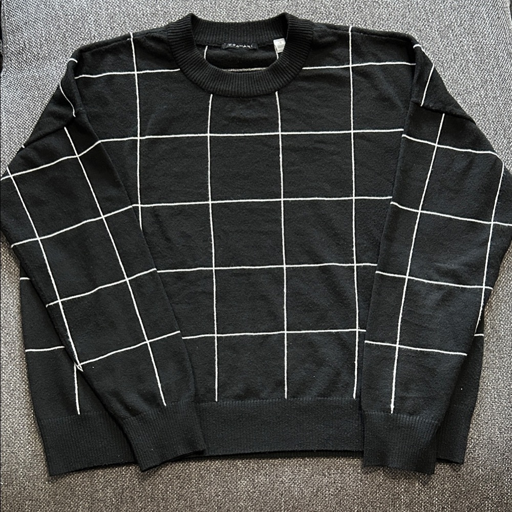 Black Grid Pattern Sweater